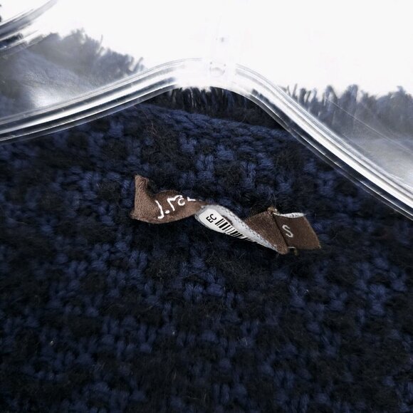 J. McLaughlin Tweed Jacket Blue Black Fuzzy Cotton Modal Wool Mohair SMALL - Picture 8 of 9